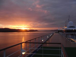 Cruise ship docked in Alaska